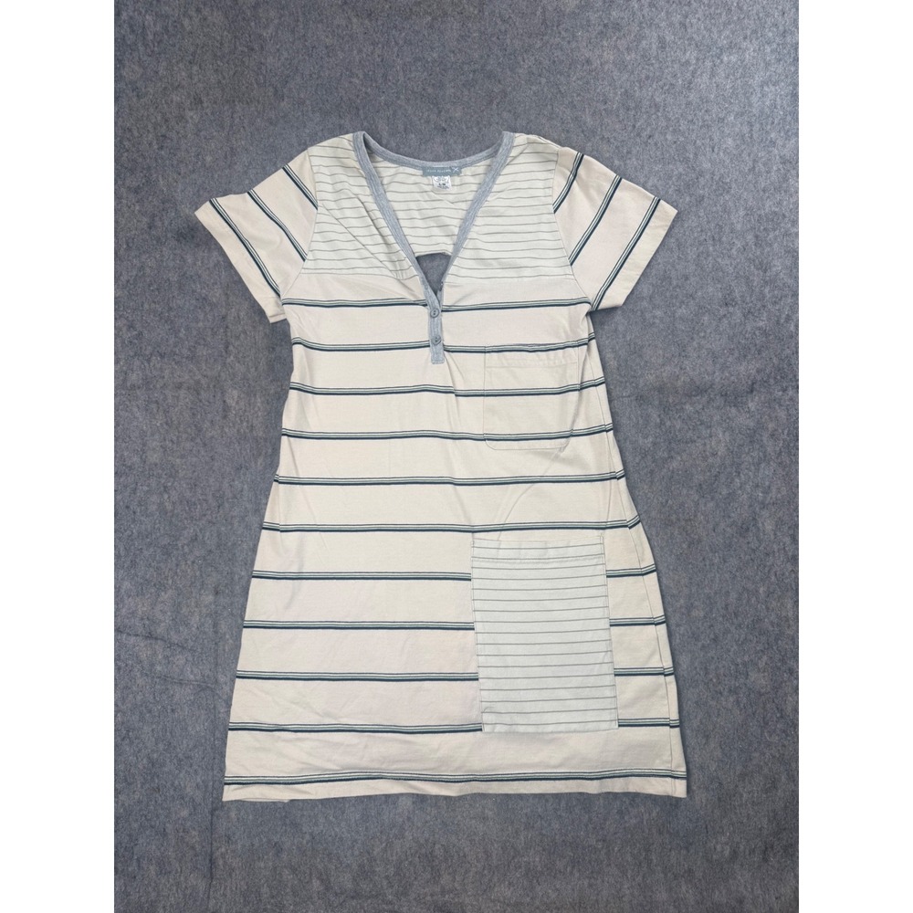 Urban Renewal Dress Womens S/M Beige Cotton Striped Henley Mini Boho Keyhole
